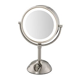 Conair Hospitality BE103WH Brushed Nickel Two-Sided Lighted Hotel Wall Mount Vanity Mirror (Case of 4)